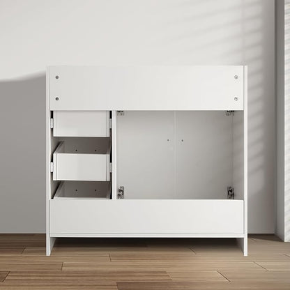 36inch Bathroom Vanity Without Sink,Bathroom Storage Cabinet with 2 Soft Closing Doors & 3 Full Extension Drawers,White