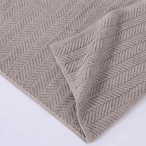 Modern Threads Otis 6-Piece 100% Cotton Towel Set – Zero Twist Jacquard Chevron – Includes 2 Bath Towels, 2 Hand Towels, 2 Washcloths – Absorbent, Quick Dry, Soft & Durable – Taupe