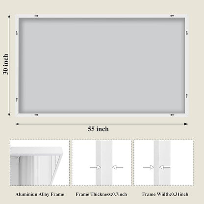 Koonmi White Rectangle Wall Mirror, 30x55 Inch Bathroom Mirror, Aluminum Frame Vanity Mirror for Entryway, Living Room, Bedroom Bathroom, Hangs Horizontally or Vertically