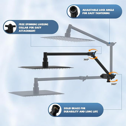 Metal Rain Filtered Shower Head with Handheld, 10" High-Pressure,10-Mode | Black, Rainfall Showerhead with 5" Large Handheld Powerful Wash Mode, Adjustable 16" Extension Arm/71" Hose, 20-Stage Filter