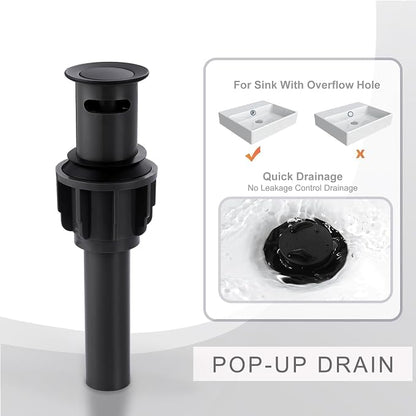 Bathroom Sink Faucet 3 Holes Black Gold, Widespread Bathroom Faucet | Vanity Faucet with Pop Up Drain, 304 Stainless Steel Lead-Free cUPC Supply Hose, Dual Aerator, for RV Restroom Vanity Camper