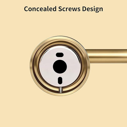 Gold Bathroom Hardware Set, 4-Pieces Wall Mounted Bath Accessories Kit, Stainless Steel Towel Bar, Towel Ring, Toilet Paper Holder & Robe Hooks, Modern Brushed Gold Finish