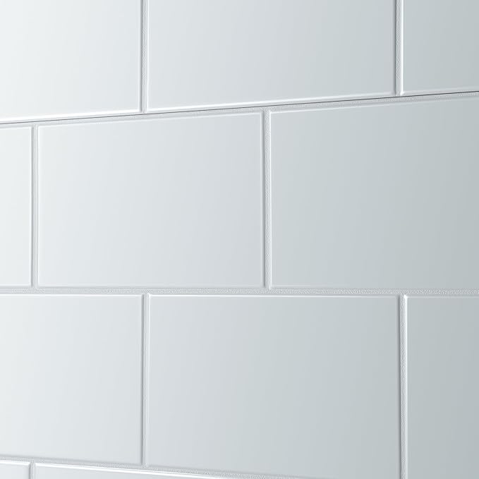 WOODBRIDGE 4-Piece Tile-style Shower Wall Panel Surround Kit, 60"W x 32"D, Staggered Brick Pattern, Easy to Install, High Gloss White Finish