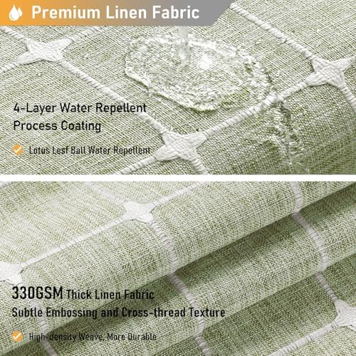 BTTN 108x72 Boho Farmhouse Linen Heavy Duty Shower Curtain Set, Sage Green