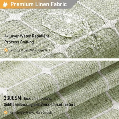 BTTN 108x72 Boho Farmhouse Linen Heavy Duty Shower Curtain Set, Sage Green