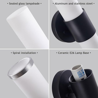 18" Modern Wall Sconce with Frosted Glass Shades, for Bathroom Mirror Bedroom Living Room Hallway, Black Finish