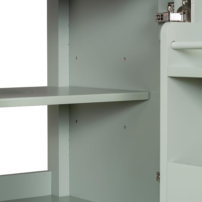 GDFStudio Hawthorne 20" Modern Bathroom Vanity with Sink, Freestanding Bathroom Vanity Organizer with Tilt Out Drawer, Adjustable Shelf and Solid Wood Legs, Single Sink Bathroom Vanity, Green