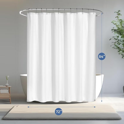 downluxe Waterproof Fabric Shower Curtain Liner, Soft Cloth Shower Liner with Magnets, Machine Washable & Hotel Quality Bathroom Curtain, 72" W x 84" L, Waffle White