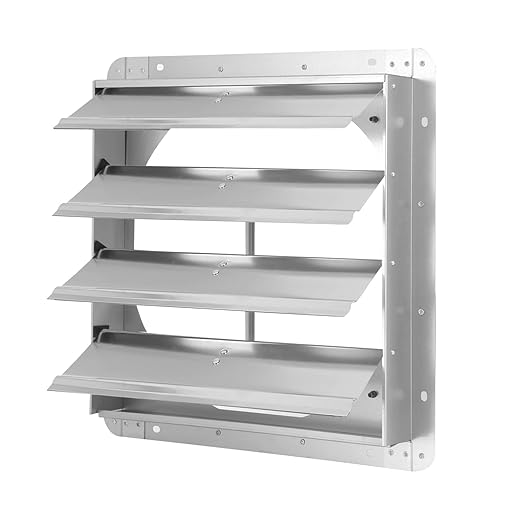 Simple Deluxe 16-Inch Square Aluminum Automatic Gravity Shutter Louver Vent, Silver