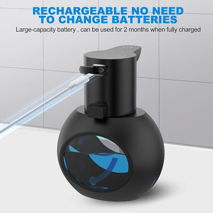 2 Pack Automatic Foaming Soap Dispenser, 15oz/420ml Smart Hand Soap Dispensers, Touchless Wall Mount with 4-level Adjustable, Rechargeable Foaming Hand Soap Dispenser for Bathroom Kitchen Office Black