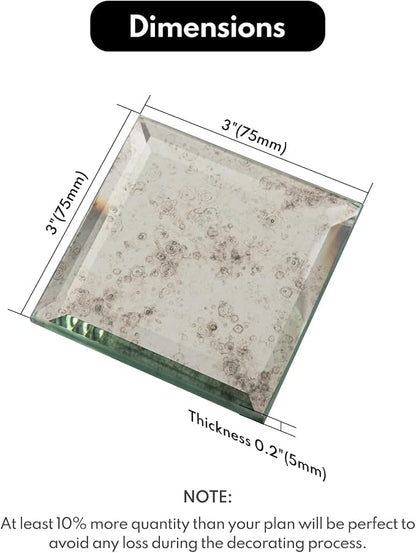 Peel and Stick Light Antique Mirror Tile, Square Mirror for Kitchen Backsplash Bathroom (32 Sheets, 2 SQ.FT.), 3 x 3 Inch