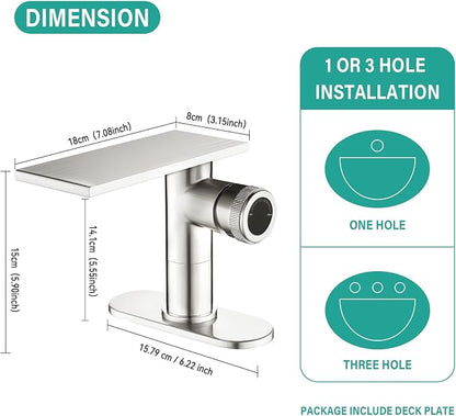 becola Modern Bathroom Sink Faucet， Brushed Nickel Vessel Sink Faucet，Single Hole Cold and Hot Basin Mixer Faucet for Bathroom Sink，Single Handle Vanity Faucet with Adjust Knobs and Deck Plate