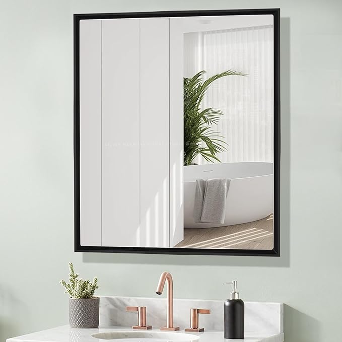 24”x30” Medicine Cabinet with Aluminum Frame,Surface or Recessed Medicine Cabinet Mirror for Bathroom,Bathroom Mirror with Storage,Black