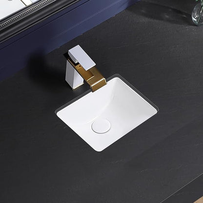 Small Undermount Bathroom Sink 12x11 Inch Vessel Sink White Porcelain Ceramic Under Counter Lavatory Vanity Sink Basin Rectangular Undermount Sinks with Overflow
