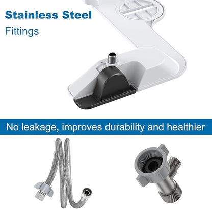 Bidet Attachment for Toilet Seat Water Pressure, Hygienic Bidets Attachment for Existing Toilets - Adjustable Fresh Water Pressure Dual Nozzle (Frontal & Rear Wash) Easy to Install,