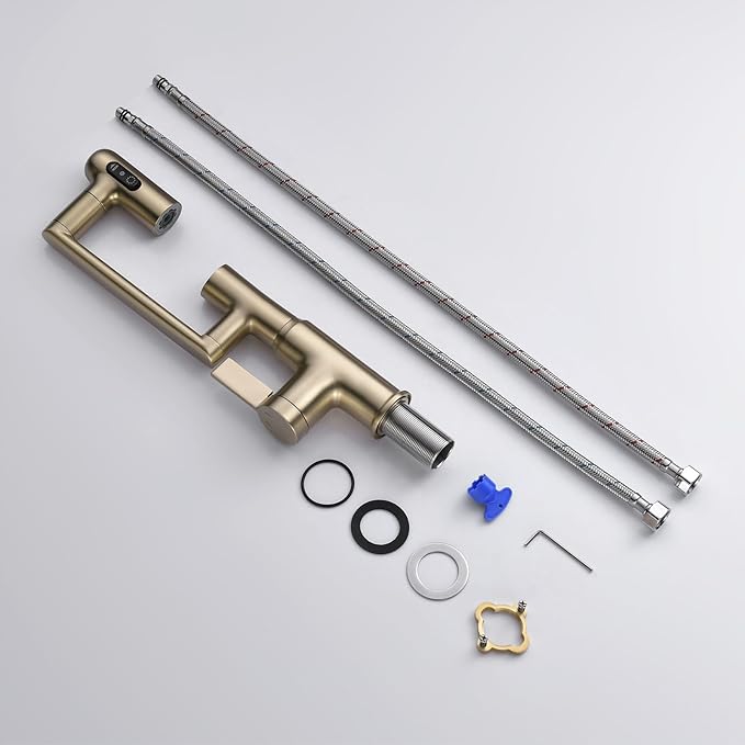 Lefton Bathroom Rotatable Faucet with Tempratrue Display in Celsius (Batteries-Free) & 3 Water Modes, BF2204-6C (Brushed Gold-Celsius)