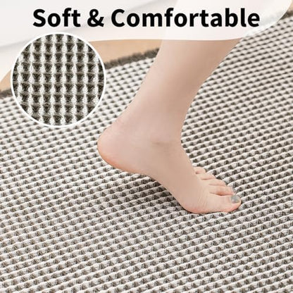 Long Bath Mat, Waffle Bathroom Runner Rug Non Slip Washable, 24 x 60