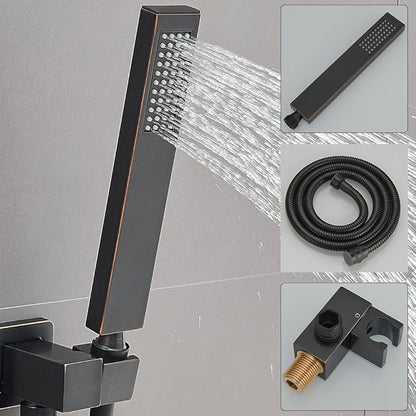 10 Inch Ceiling Mounted Shower System Rain Mixer Shower Combo Set Rainfall Shower Head System ‎Oil Rubbed Bronze Shower Faucet Rough-in Valve Body and Trim Kit Included