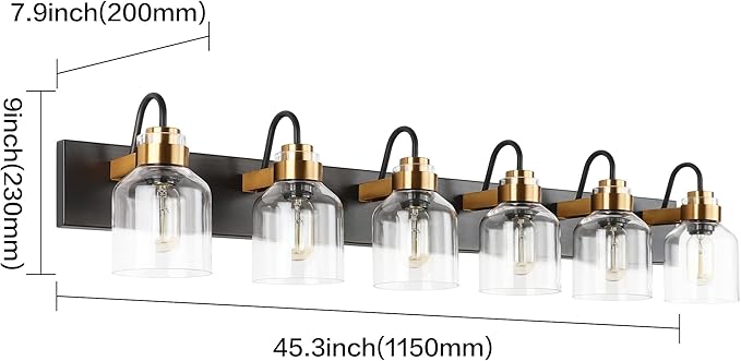 PRESDE 6 Light Bathroom Vanity Light Fixtures Over Mirror Bronze Brushed Black Vintage Bathroom Wall Sconce