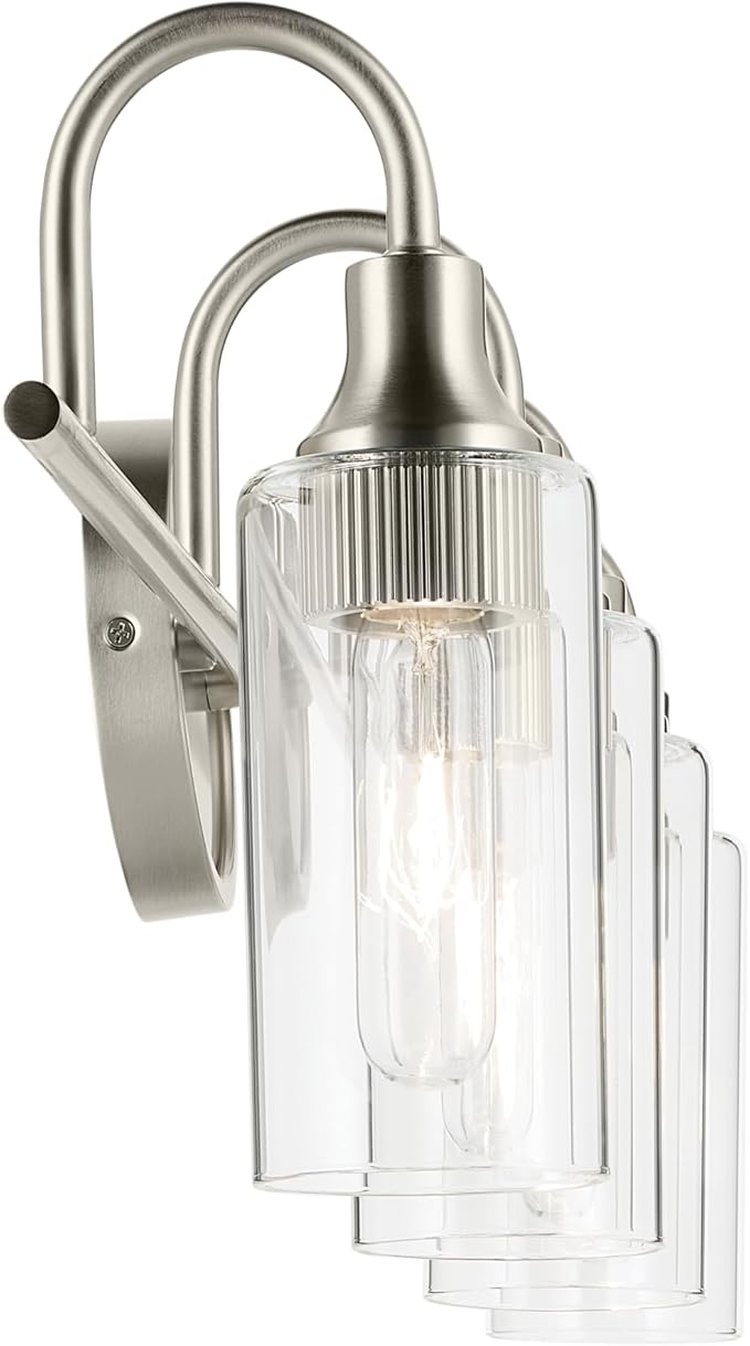 Kichler Kavi 31.5" 4-Light Vanity Light with Clear Glass in Brushed Nickel, Damp Rated, for Bathroom, Powder Room, Over a Mirror, (31.5" W x 10" H), 55212NI