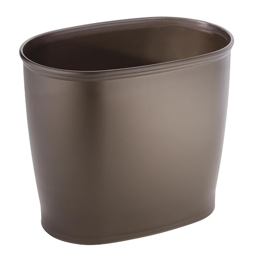 iDesign Slim Plastic Bathroom Trash Can, Small Garbage Bin for Bedroom, Office, Desk, Dorm, Bronze (Pack of 2)