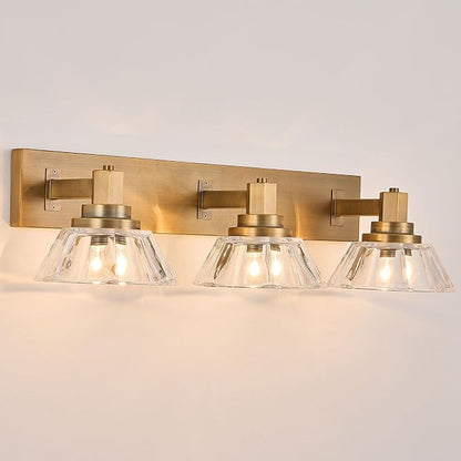 Vintage Bathroom Light Fixtures 3 Lights Vanity Light Matte Antique Brass Finish Vanity Light for Bathroom(13.2 pounds)