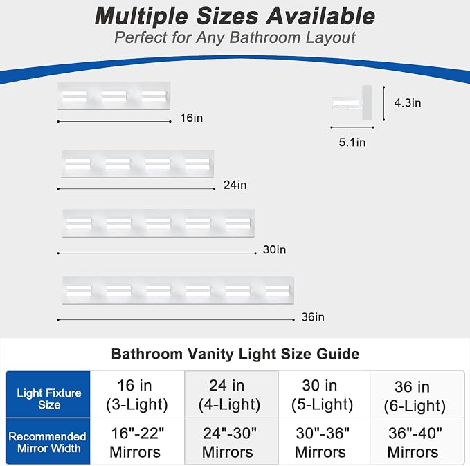 IZORRO LED Modern Bathroom Lights Fixtures(4-Light,Dimmable,360°Rotate),Matte White Acrylic Wall Lighting,Vanity Lights for Bathroom Over Mirror - 6000k 24In （No Assembly Required）