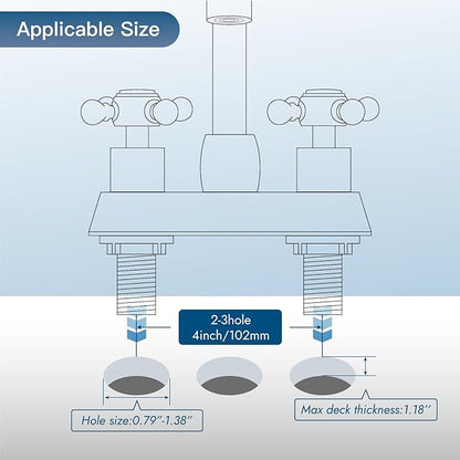 4 Inch Centerset Bathroom Faucets Double Cross Handle Bathroom Sink Faucet Deck Mounted Vintage RV Farmhouse Vanity Basin Mixer Tap with Pop up Drain,Matte Black