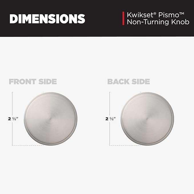 Kwikset Pismo Dummy Door Knob, Single Sided Handle for Closets, French Double Doors, and Pantry, Satin Nickel Non-Turning Interior Push/Pull Door Knob, with Microban Protection, Round Rose (Pack of 4)