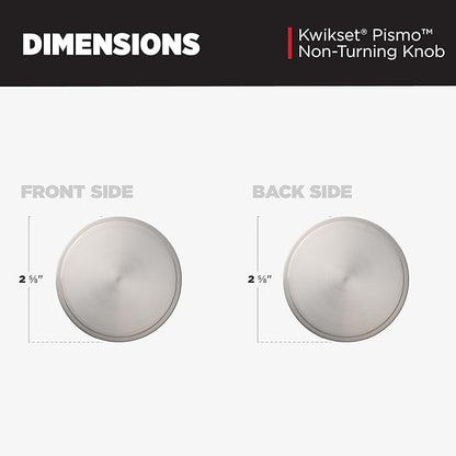 Kwikset Pismo Dummy Door Knob, Single Sided Handle for Closets, French Double Doors, and Pantry, Satin Nickel Non-Turning Interior Push/Pull Door Knob, with Microban Protection, Round Rose