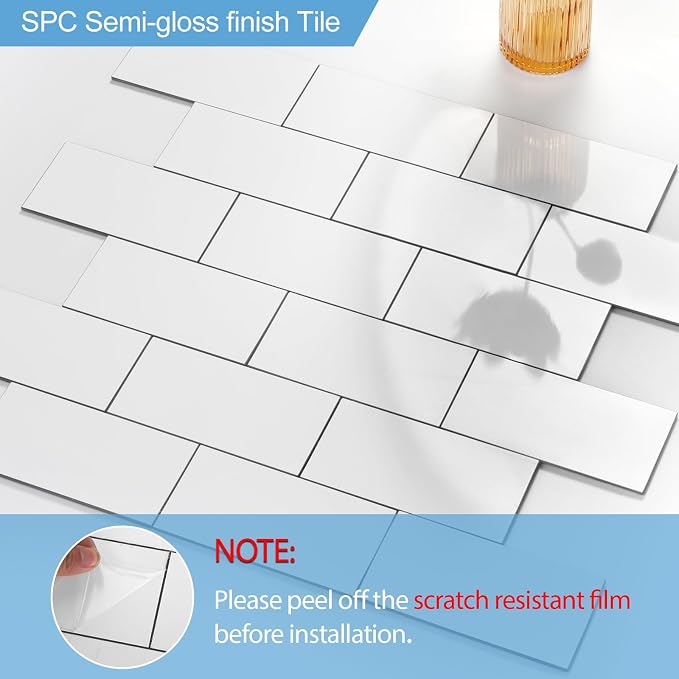 2026 New Upgrade Peel and Stick Backsplash Tile, Peel and Stick 11.34" X 11.57" Wall Tile for Kitchen, Bathroom, Fireplace, Laundry (Polished White, 10 Packs)