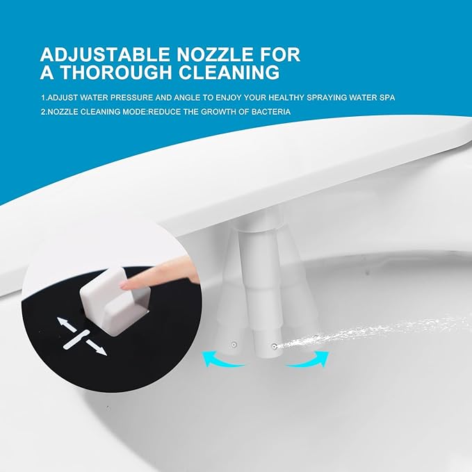 Bidet Attachment for Toilet Warm Water,Hot and Cold Bidet Attachment,Ultra-Slim Non-Electric Bidet Attachment for Frontal/Rear Wash, with Pressure & Angle Controls,Easy to install