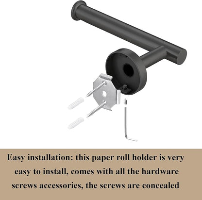 5-Piece Bathroom Hardware Set, Black SUS304 Stainless Steel Bathroom Accessories Kit, Includes 24" Towel Bar, Toilet Paper Holder, Towel Ring & 2 Robe Hooks, Wall Mounted, Rustproof Modern Design