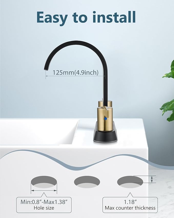 Aolemi Bathroom Faucets for Sink 3 Hole,4 Inch Centerset Waterfall Faucet 2 Handle for Bathroom Sink with Pop-Up Drain and Supply Lines Matte Black and Brushed Gold