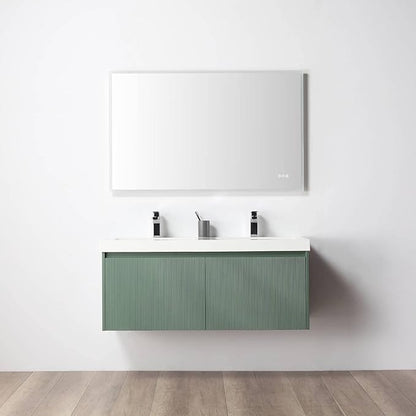 Blossom 48 Inch Double Sink Bathroom Vanity, All Wood Wall Mounted Floating Bathroom Vanity Cabinet with Acrylic Sink, Bathroom Sink Cabinet with Soft-Close Drawers, Modern Vanities, Aventurine Green
