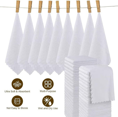 Orighty Washcloths 48 Pack, Ultra Soft Face Towels 12 x 12 inch | Absorbent & Quick Drying Coral Velvet Wash Cloths Bulk, Multi-Purpose Face Cloth for Household, Cleansing and Sport (White)