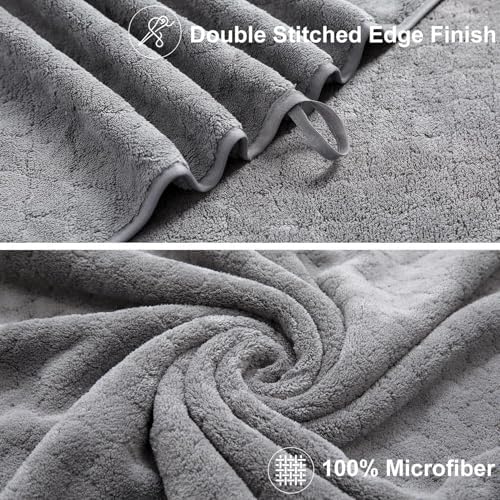 Hailea Grey Hand Towels Set 16x31 Inches,Soft Microfibers Bathroom Towel Set 2 Pack,Highly Absorbent Quick Dry Luxury Towel Hotel Spa Gym Hand Towel Collection for Bathroom