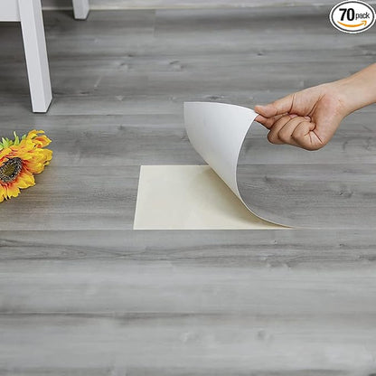 Peel and Stick Floor Tile, 70-Pack 105 Sq.Ft, Natural Grey Wood Grain Look | Self Adhesive and Waterproof for Transfer Bathroom, Kitchen, Living Room, Bedroom
