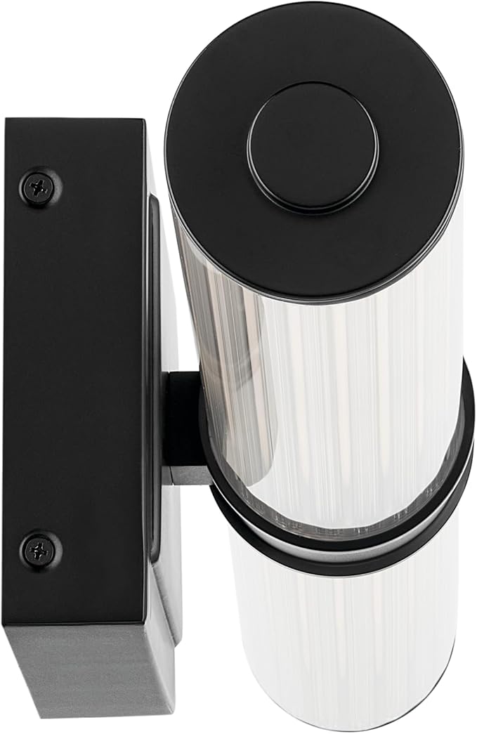 Kichler Laurene LED Bath Bar Light, Black | Linear vanity light with clear fluted glass for bathroom mirrors (31" x 5"), 55197BKLED