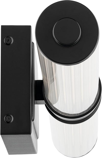 Kichler Laurene LED Bath Bar Light, Black | Linear vanity light with clear fluted glass for bathroom mirrors (31" x 5"), 55197BKLED