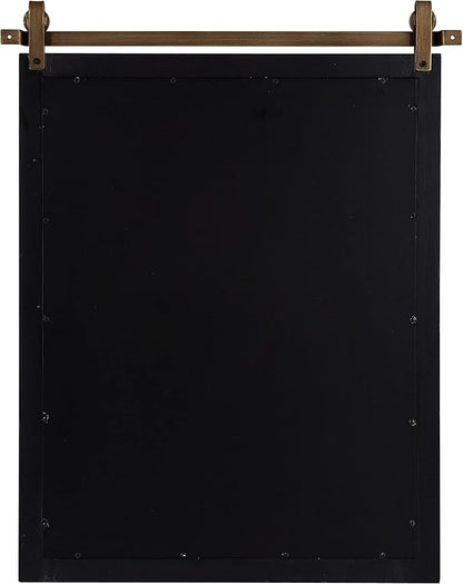 Kate and Laurel Skylan Modern Decorative Wood Framed Wall Mirror; 24 x 31; Black and Gold; Barn Door Hanging Mirror for Bathroom or Living Room