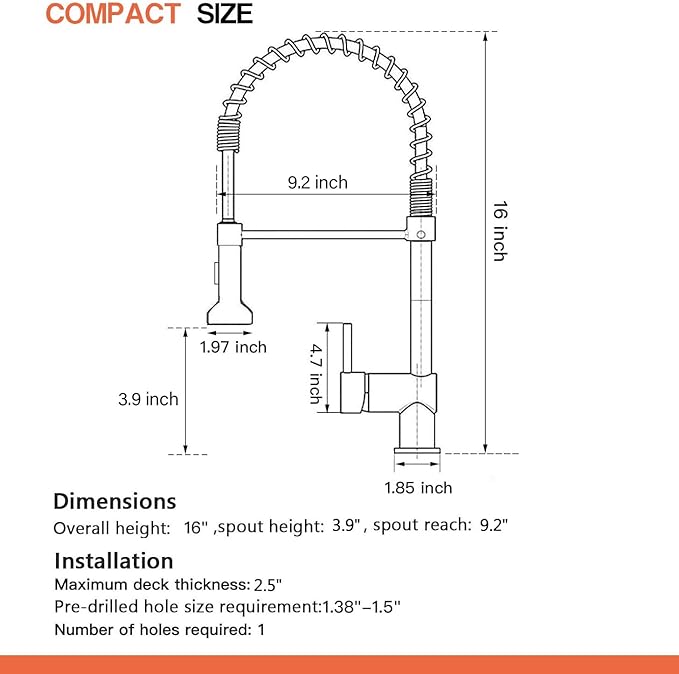 OWOFAN Low Lead Modern Single Handle Pull Down Sprayer Spring Kitchen Faucet, Brass Black&Brushed Nickel Kitchen Sink Faucets