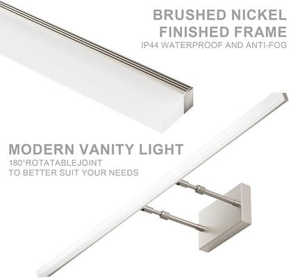 Aipsun 40 inch Modern Brushed Nickel Vanity Light Adjustable LED Bathroom Light Fixtures Over Mirror Rotatable Vanity Lighting 5500K