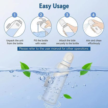 SHINKAI Portable Electric Travel Bidet, Rechargeable Handheld Peri Bottle with Dual Water Pressure Modes, 350ml Capacity Waterproof Personal Hygiene Washer for Postpartum Care, Travel & Everyday Use