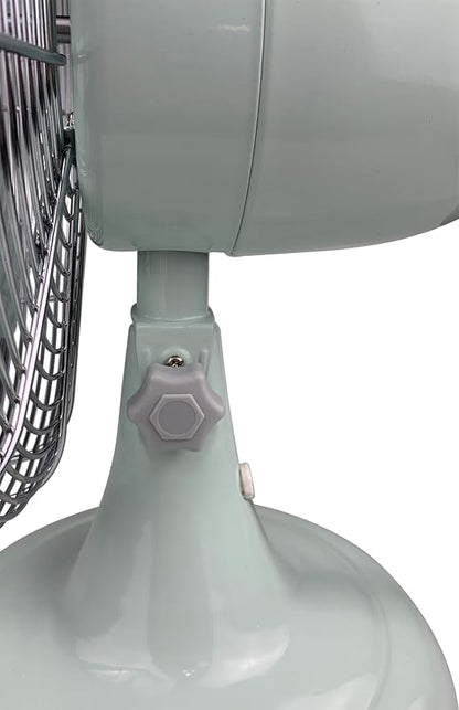 Good Housekeeping (92604) All-Metal 12" Retro Desk Office Table Fan with Wide Oscillation, 3-Speed Settings & Carrying Handle (Breezewave)