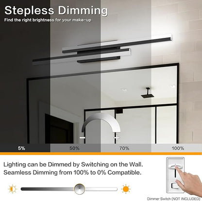 PRESDE 40 Inch LED Bathroom Vanity Light Bar, Modern Black Wall Lighting Fixture Over Mirror 5CCT