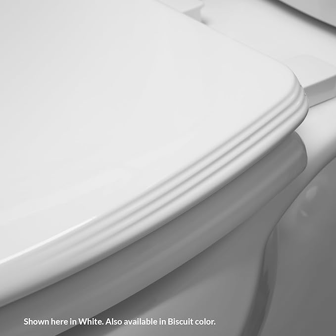 Bemis Ashland Modern Wood Toilet Seat with Decorative Edge, Slow Close, Secure Hinges, Made in USA, Round, Biscuit