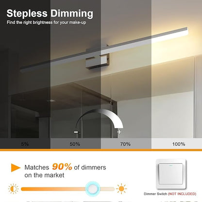 Brushed Nickel Bathroom Vanity Light Bar 5CCT Dimmable Bathroom Light Fixtures Over Mirror Modern LED Vanity Lighting Bath Light ETL Certificated 39.4 inch