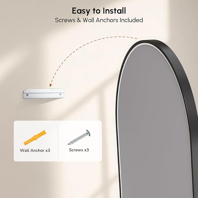 Black Pill Oval Mirror for Bathroom 24x36 Inch | Small Vanity Mirror, Crystal-Clear HD Glass, Rust-Proof Aluminum Frame, Inner-Curved Decor for Bedroom, Entryway Renovation