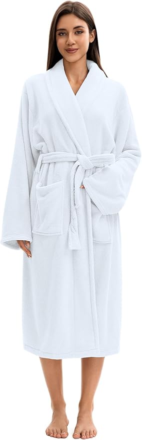 Soft Robe For Women，Warm Plush Bath Robes Female，Spa Towel After Shower Lightweight Long Bathrobe